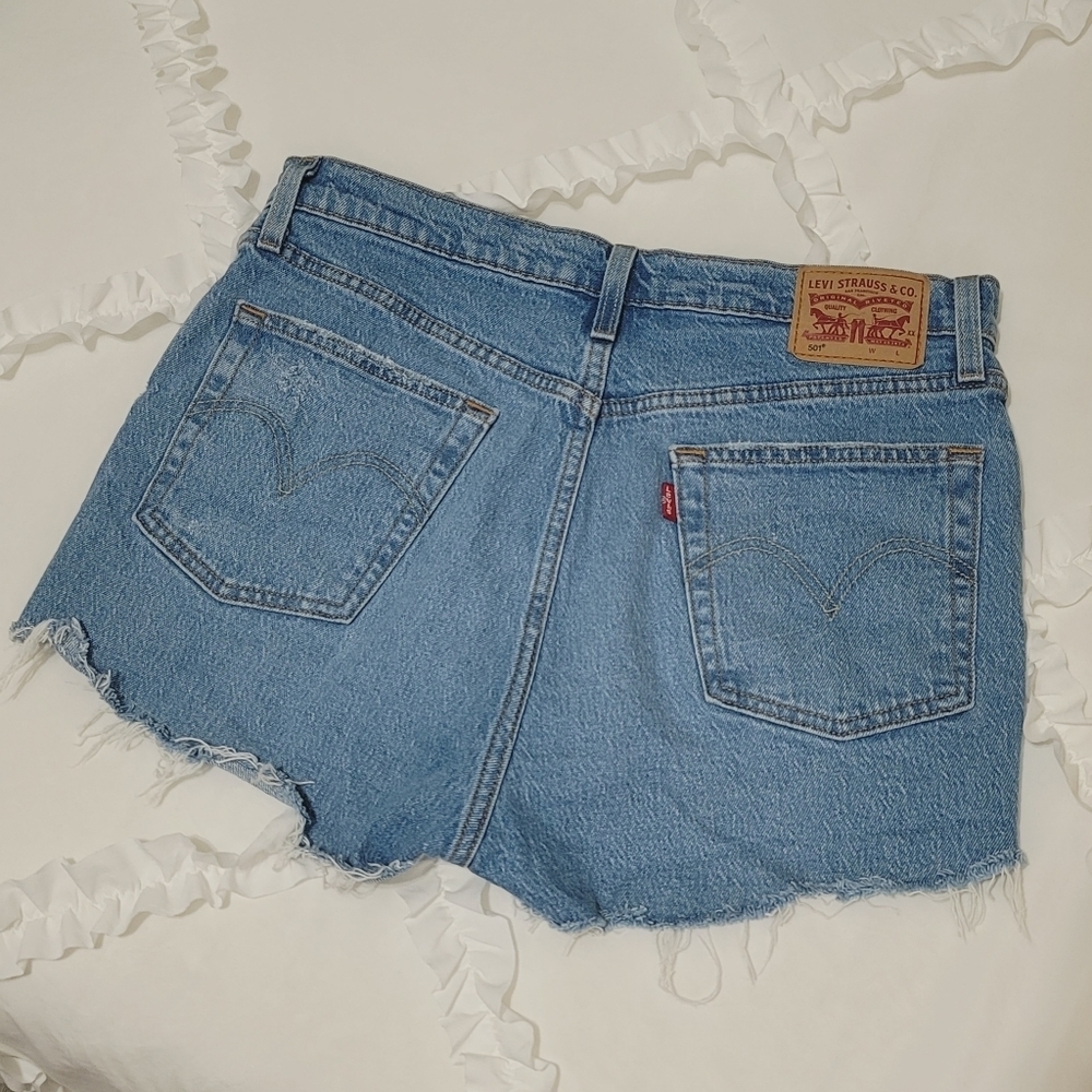 Levi's 501 high rise button fly cutoff denim shorts